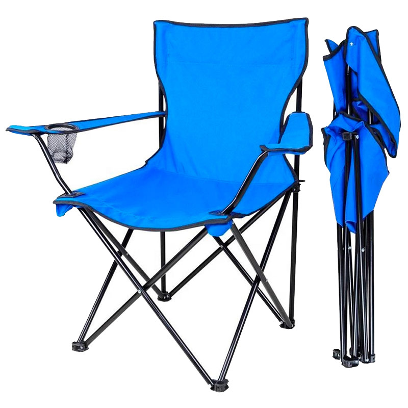 OT Set Of 5 Foldable Camping Chairs – Blue, Steel Frame, Portable With Carry Bag