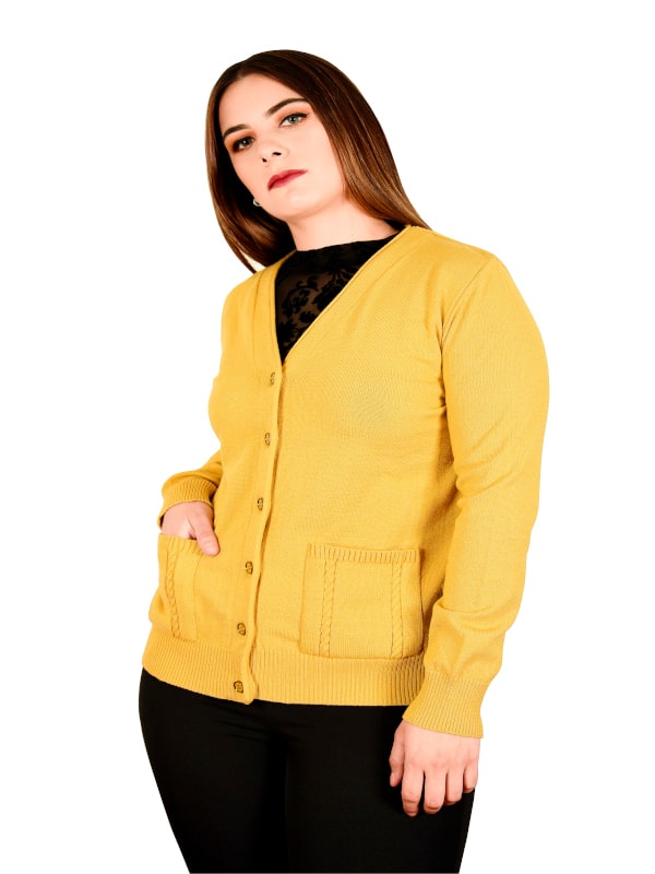 Sueter Con Botones Para Mujer By Zuio-Mostaza