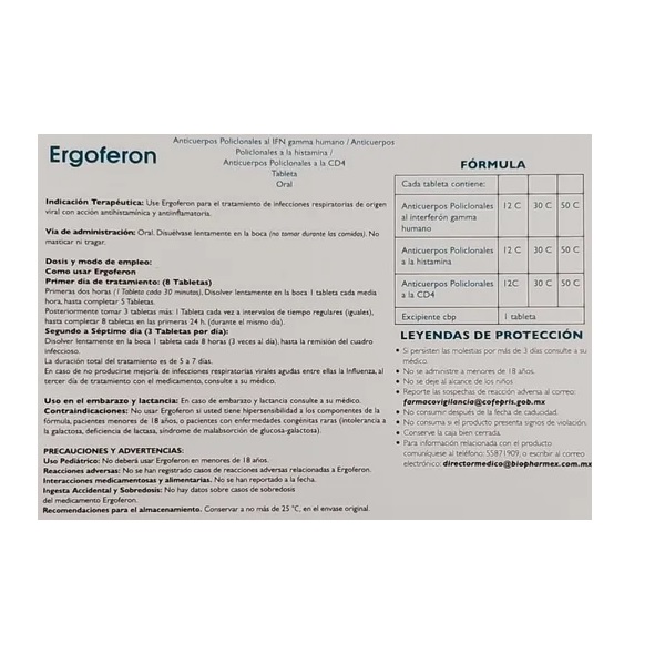 Ergoferon 20 Tabletas Medicamento