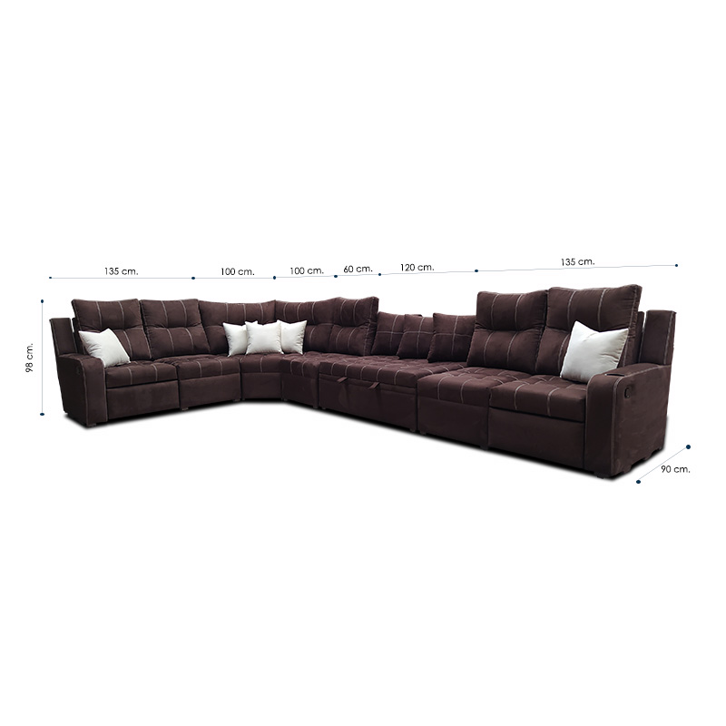 Sala Toronto c/2 reclinables y taburete baul, Tela Suede Chocolate MADERIAN // ENTREGA CDMX Y AREA METROPOLITANA