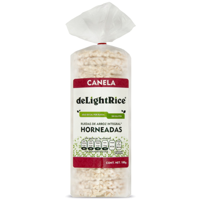 Rice Cakes con Canela deLightRice (Ruedas de arroz integral horneadas) 18 piezas