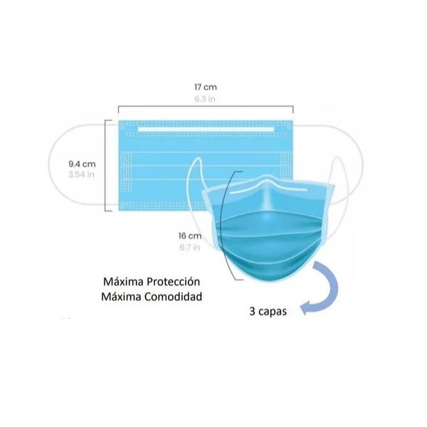 50 Cubrebocas  Grado Medico Filtro Pfe95 3 Capas Sanitek Pro