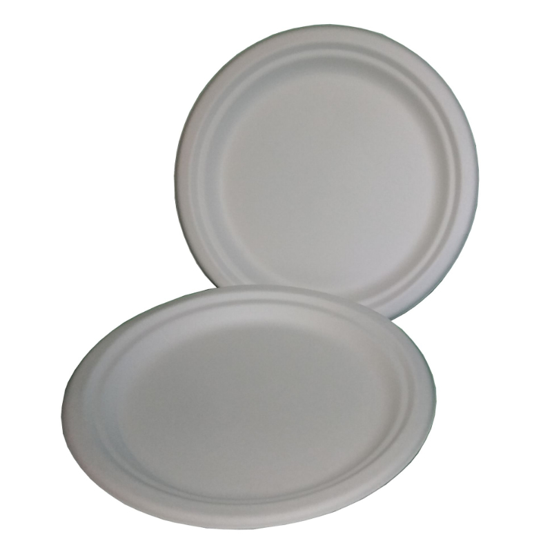50 Platos Lisos Biodegradables Bagazo de Caña 22 Cm (9 pulgadas)