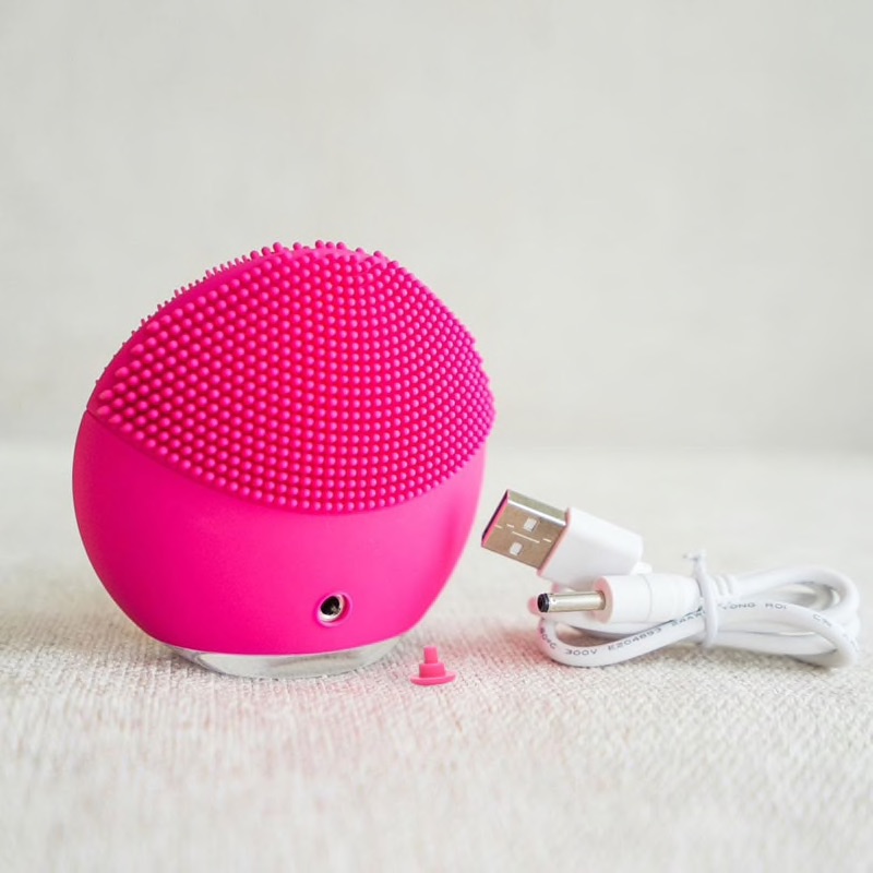 LBP, Limpiador Facial, Eléctrico, Esponja Limpiadora de Silicón, con Vibración, Cepillo para Exfoliación Suave, Limpieza sónica, Recargable USB, Color Rosa, Azul, Magenta
