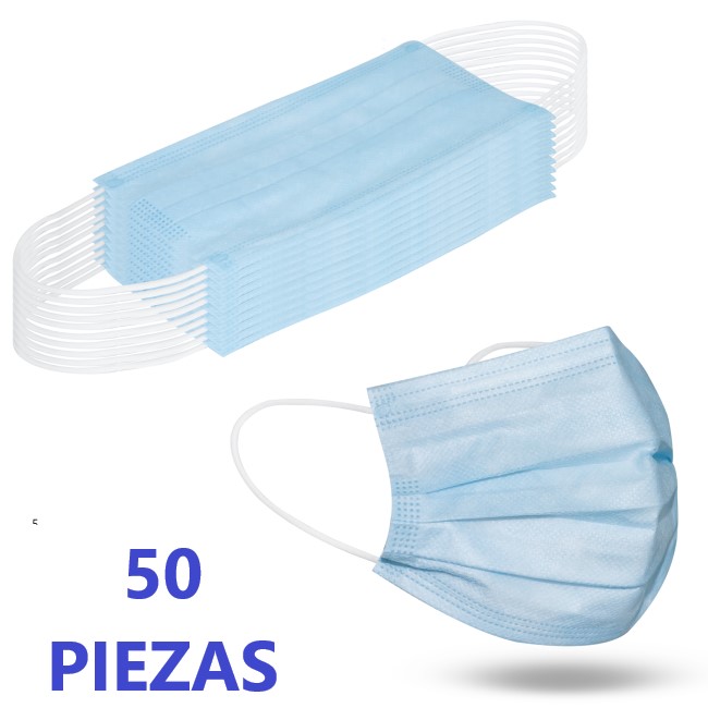 Cubrebocas Desechable Azul SUMMIT 3 Pliegues Confort, 50-pack