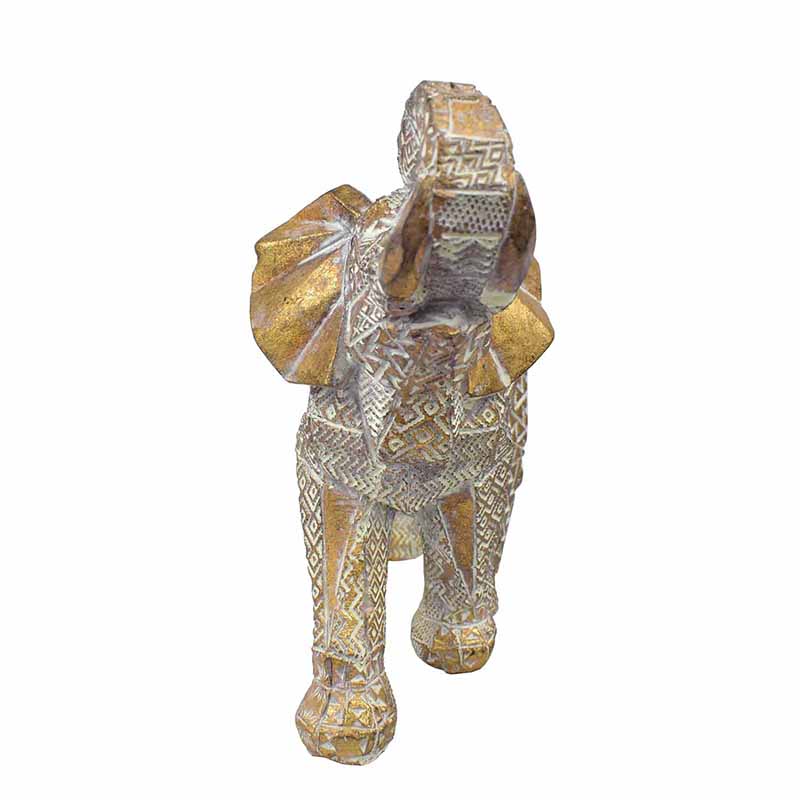 Figura de Elefante de la Prosperidad y Fortuna en Color Dorado de Poliresina Grande DMA-1004LG