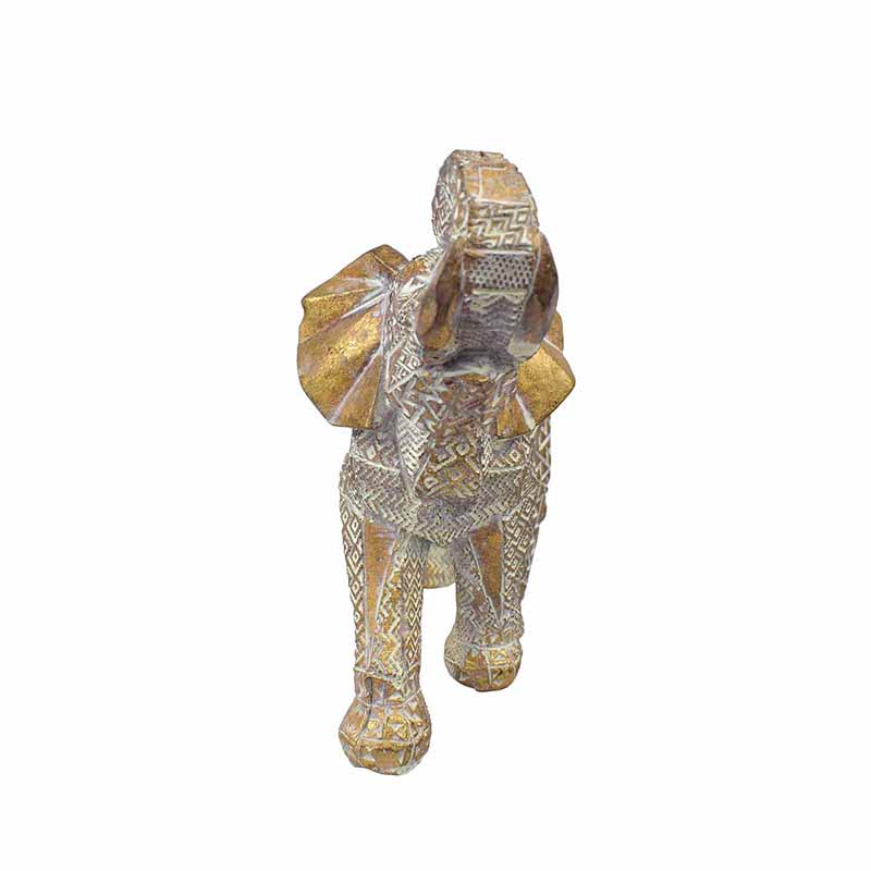 Figura de Elefante de la Prosperidad y Fortuna en Color Dorado de Poliresina Mediano  DMA-1004MD