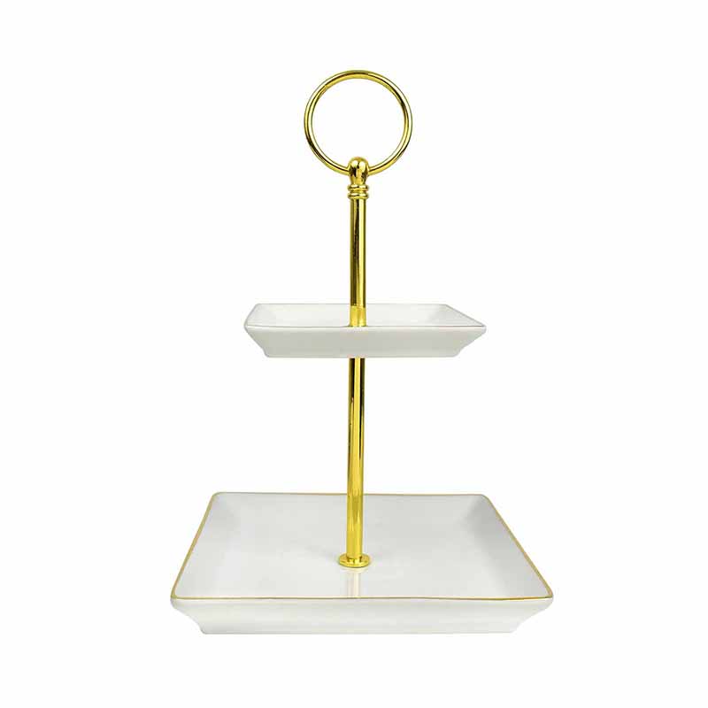 Base para Postre White 2 Niveles Porcelana MBT-0503