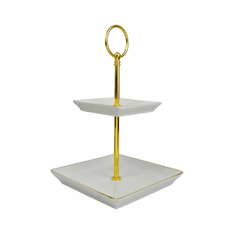 Base para Postre White 2 Niveles Porcelana MBT-0503