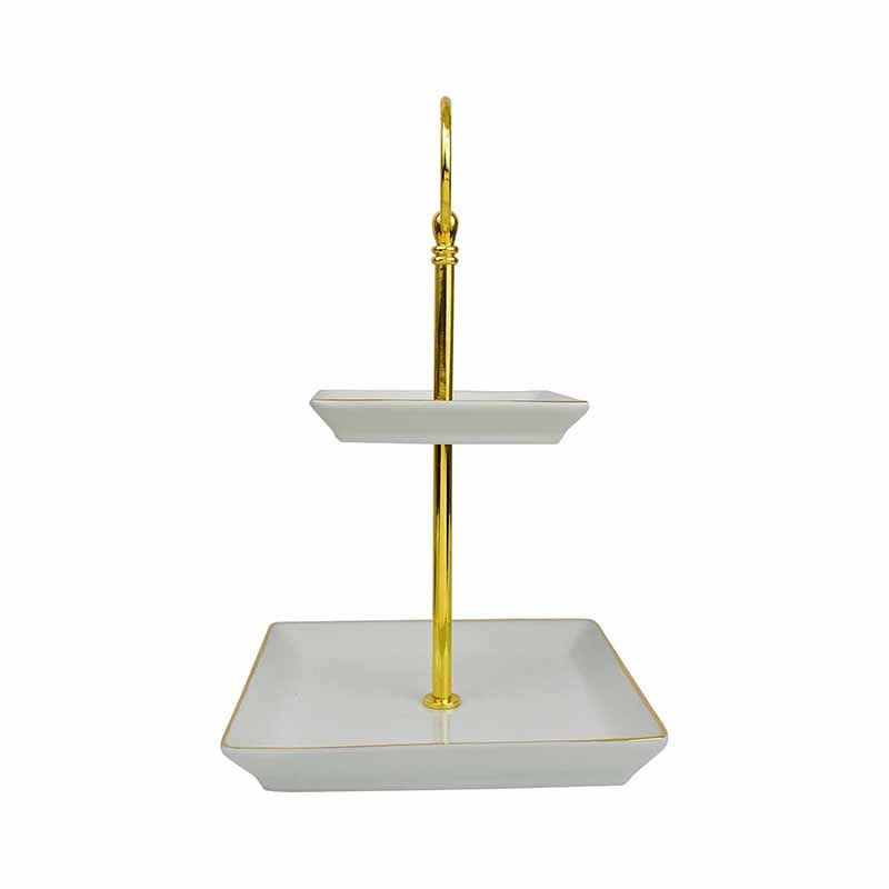 Base para Postre White 2 Niveles Porcelana MBT-0503