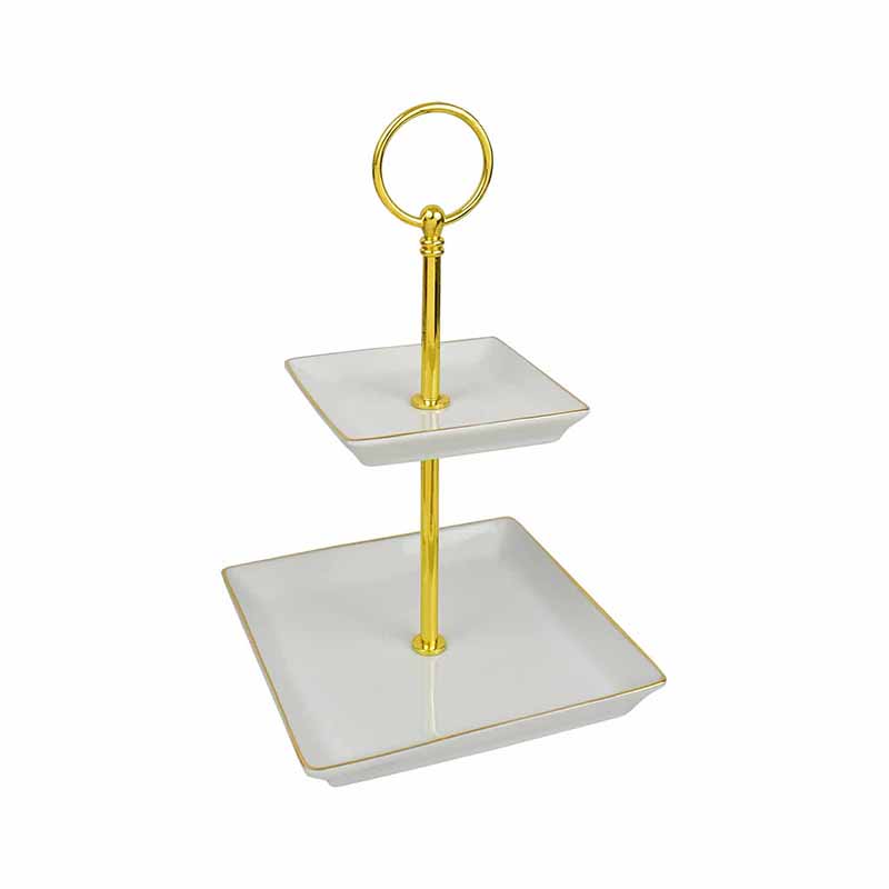 Base para Postre White 2 Niveles Porcelana MBT-0503