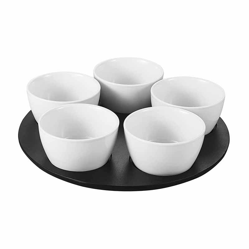 Botanero 5 Snacks Porcelana con Base  MBT-0505