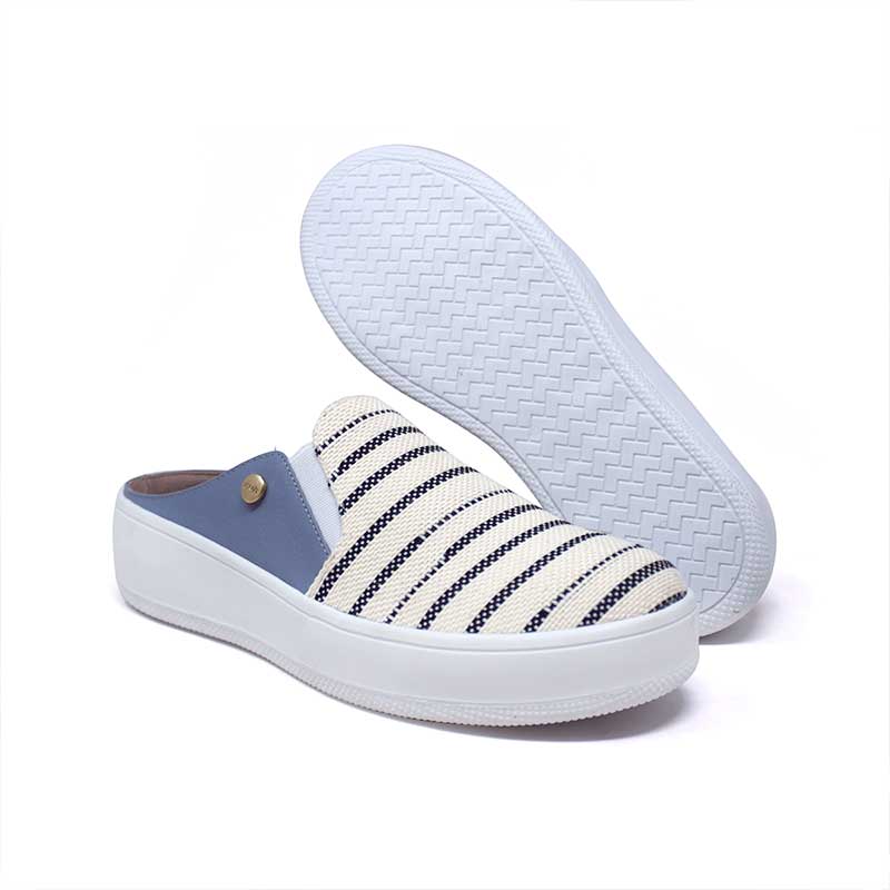 Tenis De Plataforma Vida Leve Para Mujer Color Lona Azul