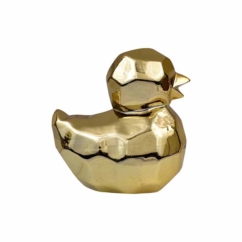Figura Pato GeomÃ©trico Dorado De Porcelana  DMA-1025GL