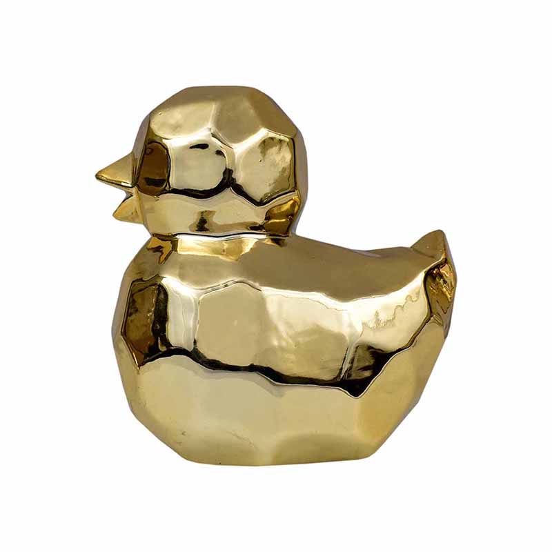 Figura Pato GeomÃ©trico Dorado De Porcelana  DMA-1025GL