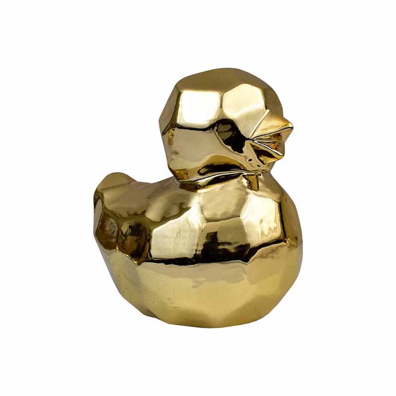Figura Pato GeomÃ©trico Dorado De Porcelana  DMA-1025GL