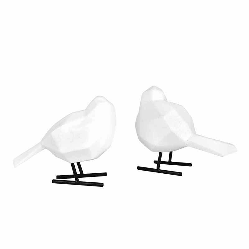Set Pajaritos GeomÃ©tricos Blancos con Pico Dorado de CerÃ¡mica  DMA-1035WH