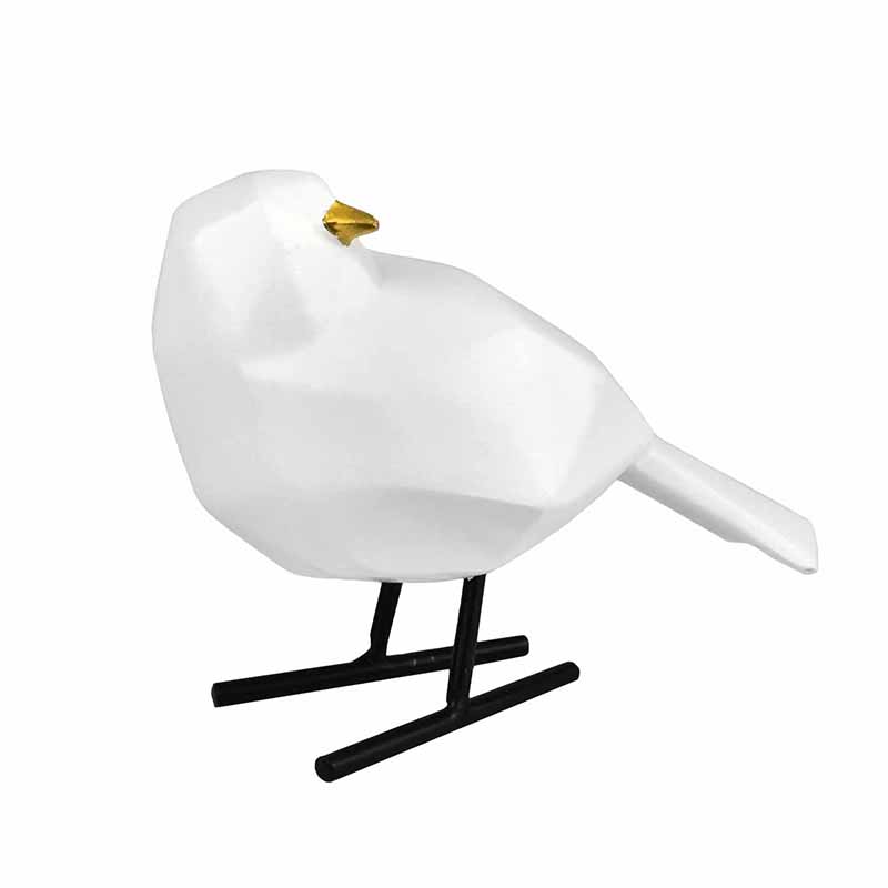 Set Pajaritos GeomÃ©tricos Blancos con Pico Dorado de CerÃ¡mica  DMA-1035WH