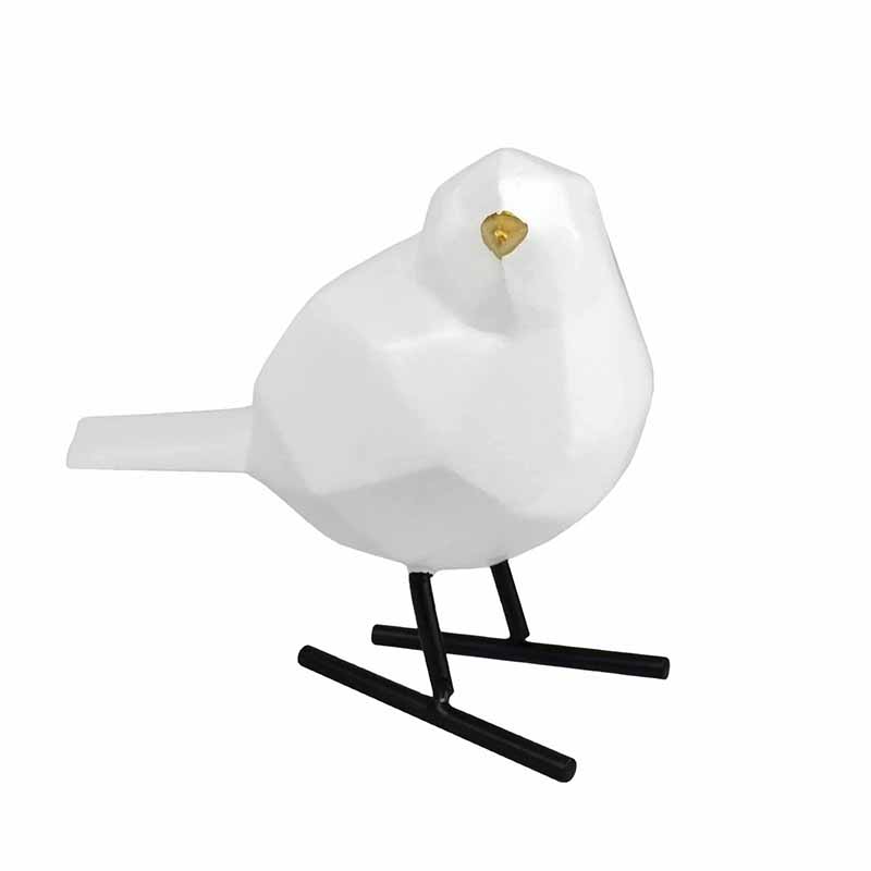 Set Pajaritos GeomÃ©tricos Blancos con Pico Dorado de CerÃ¡mica  DMA-1035WH
