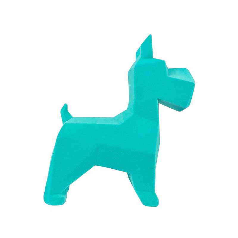 Figura de Perro Schnauzer GeomÃ©trico Verde de Resina Aterciopelada  DMA-1036