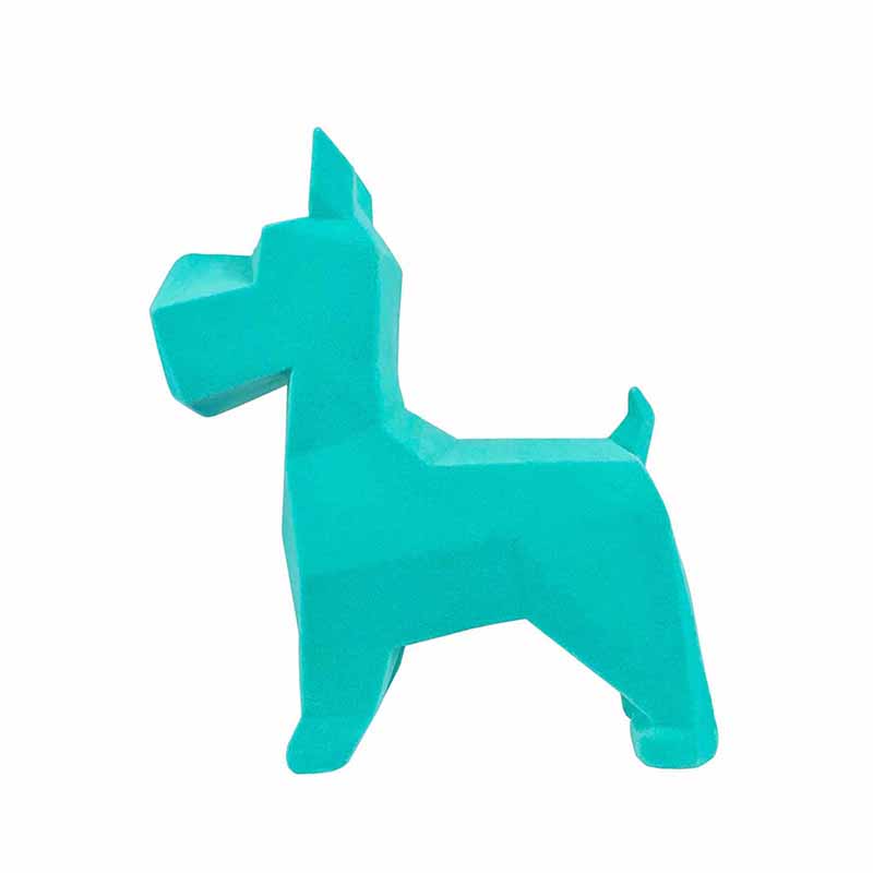 Figura de Perro Schnauzer GeomÃ©trico Verde de Resina Aterciopelada  DMA-1036