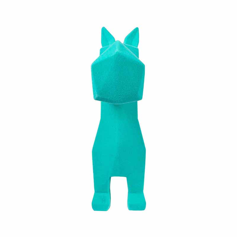 Figura de Perro Schnauzer GeomÃ©trico Verde de Resina Aterciopelada  DMA-1036