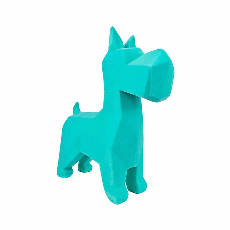 Figura de Perro Schnauzer GeomÃ©trico Verde de Resina Aterciopelada  DMA-1036