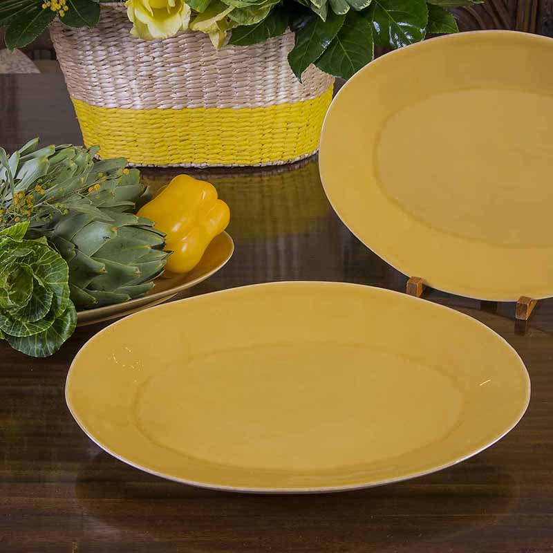 PlatÃ³n de Servicio Rustico en Color Amarillo de CerÃ¡mica  MVJ-0207
