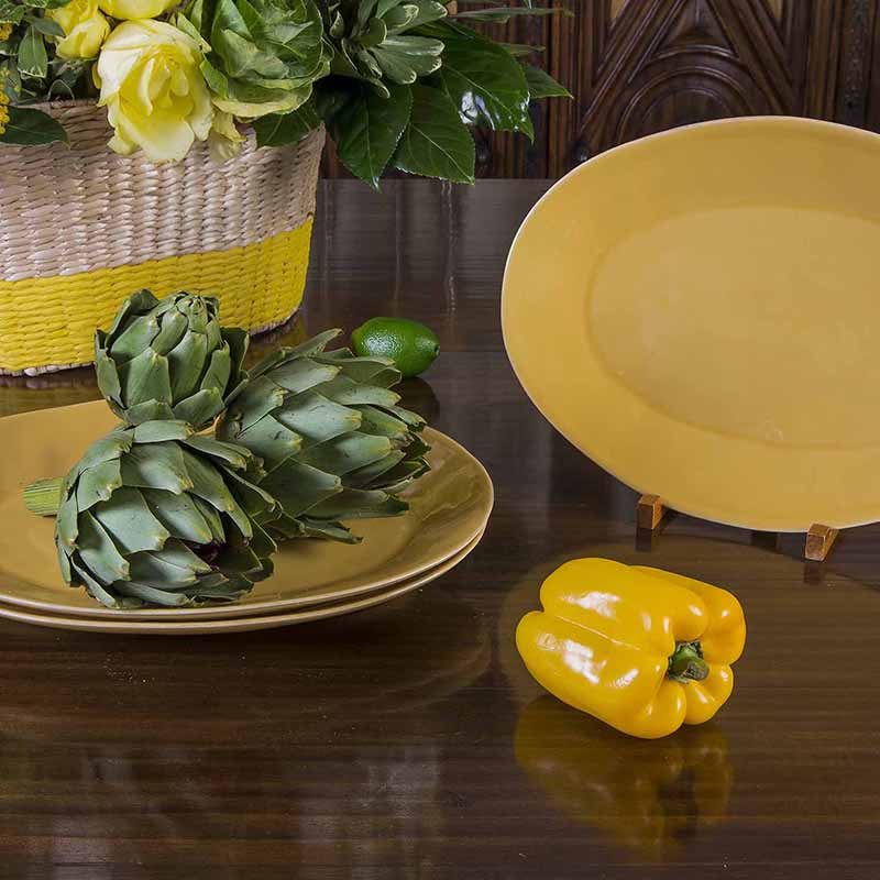 PlatÃ³n de Servicio Rustico en Color Amarillo de CerÃ¡mica  MVJ-0207
