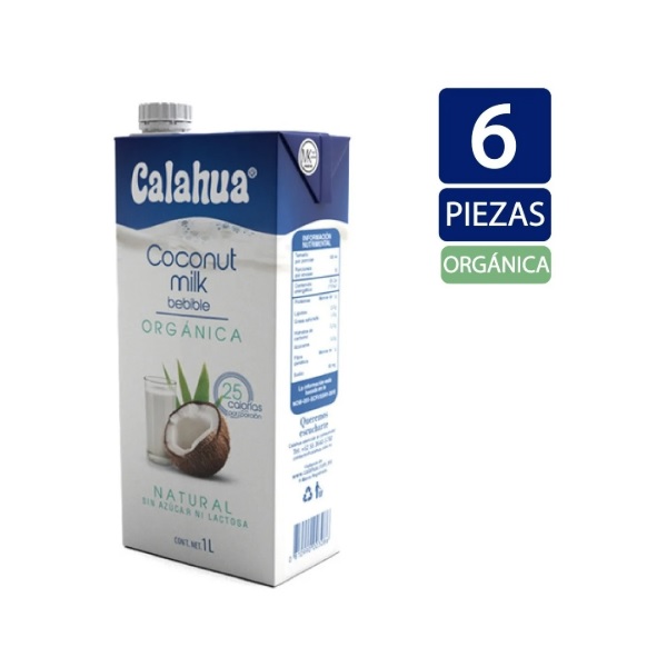 Leche De Coco Orgánica Calahua 1 Litro - 6 Piezas