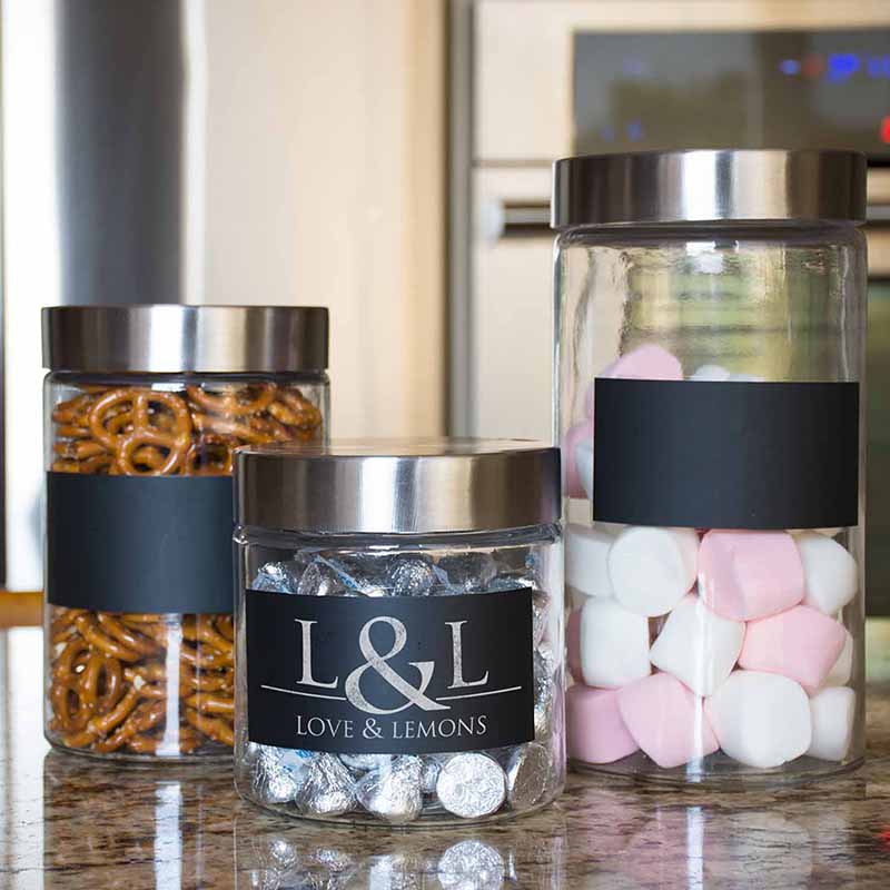 Set de 3 Canisters con Tapa de Aluminio Transparentes con PizarrÃ³n K022701