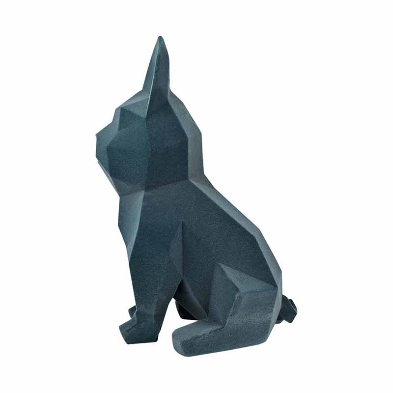 Figura Perro Bulldog FrancÃ©s GeomÃ©trico color Gris de Resina Terciopelo Gris  DMA-1041LG