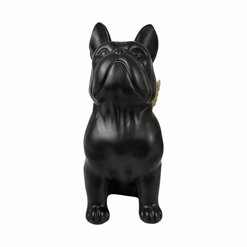 Figura de Perro Boston Terrier Negro con Alas Doradas de CerÃ¡mica  DMA-1043