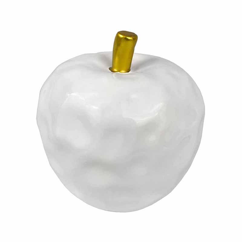 Manzana de Cerámica Blanca con Detalles Dorados DMF-4206