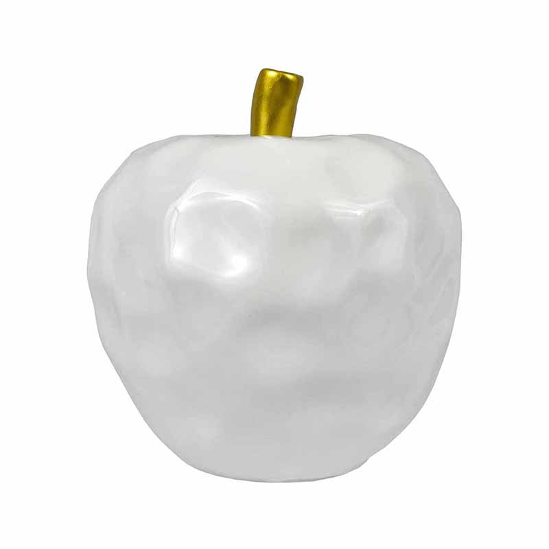 Manzana de Cerámica Blanca con Detalles Dorados DMF-4206