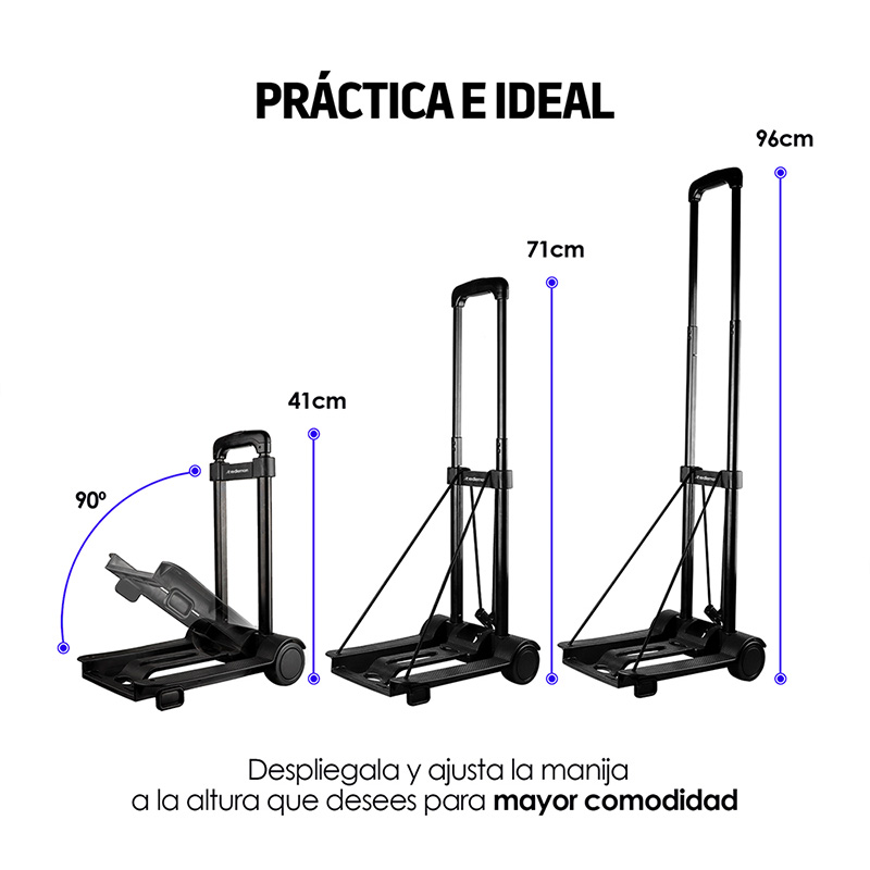 Carrito Plegable para Equipaje Con Mango Ergonómico Redlemon.