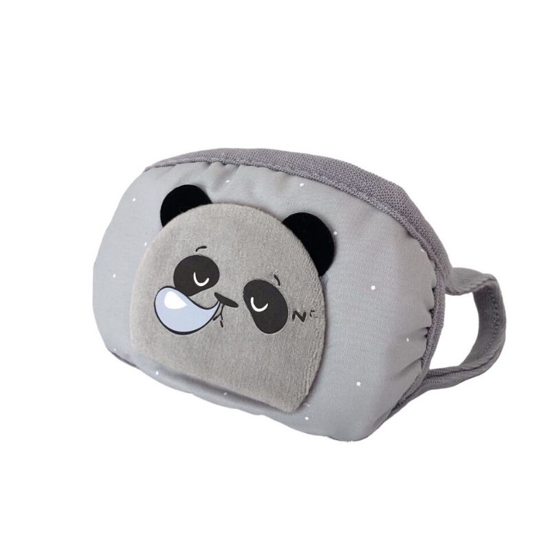 LBP Cubrebocas Infantil Cuadrado para Niño, Mascarilla Lavable, Reutilizable, 100% Algodón, Diseño Liso Color Gris, Azul y Beige, con Decoración de Animalitos, para Niños, 21x11 cm (8inx4in)