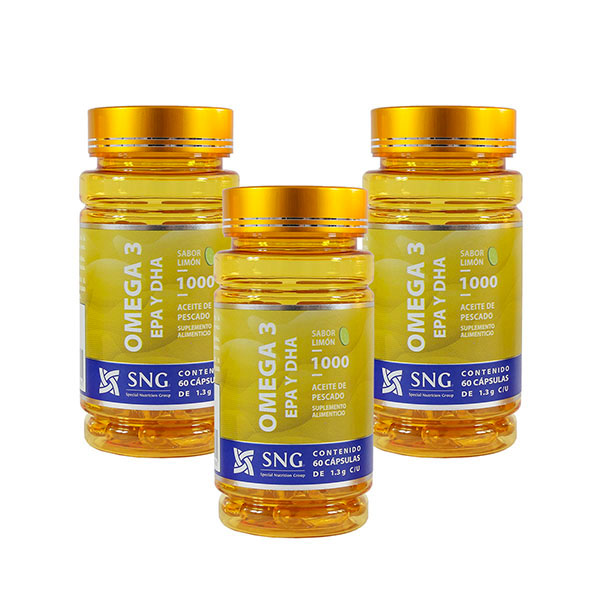 Omega 3 EPA y DHA, Aceite de Pescado con sabor limon y vitamina D Maklen Paquete de 3 frascos