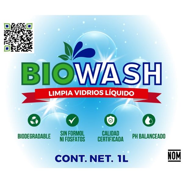 Limpia Vidrios Líquido Biodegradable 1 Lt Marca BIOWASH