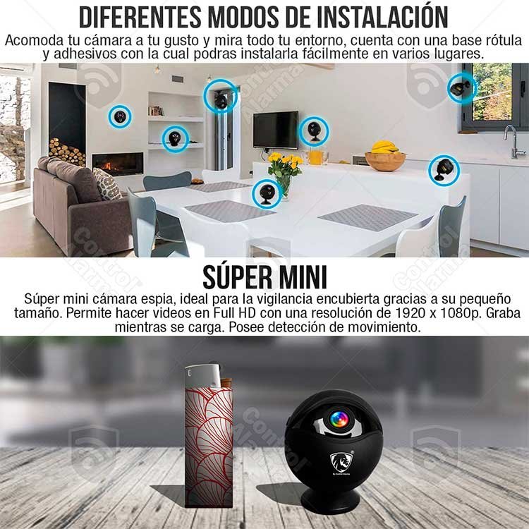 Camara Wifi Ip Mini Espia Full hd App Video Nube Micrófono Con Base Magnetica