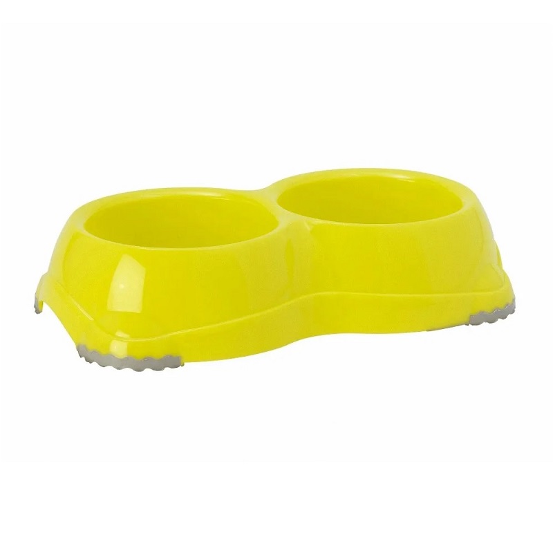Plato Doble Perro Antideslizante Smarty 645ml Limon