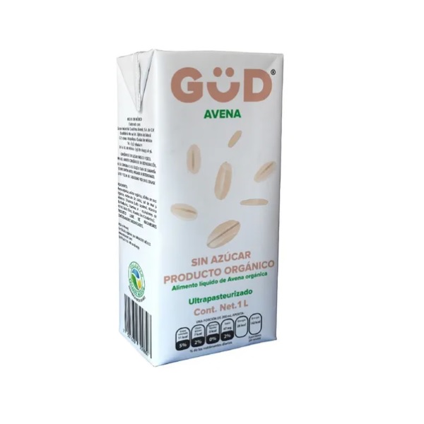 Leche De Avena Orgánica Sin Azúcar Gud 1 L