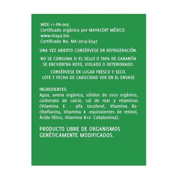 Leche De Avena Orgánica Sin Azúcar Gud 1 L