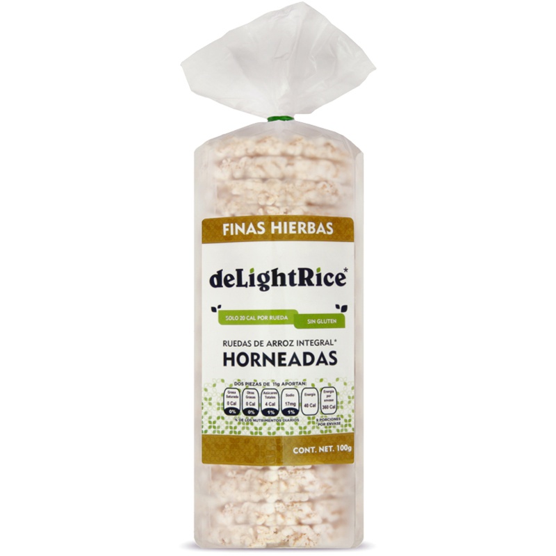 Rice Cakes con Finas Hierbas deLightRice (Ruedas de arroz integral horneadas) 18 piezas