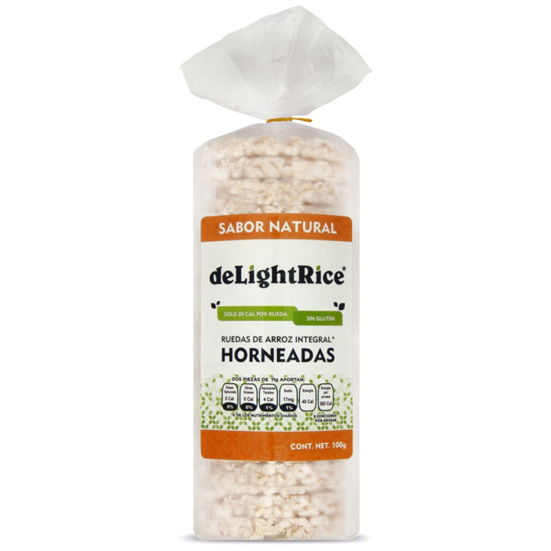 Rice Cakes Naturales deLightRice (Ruedas de arroz integral horneadas) 18 piezas