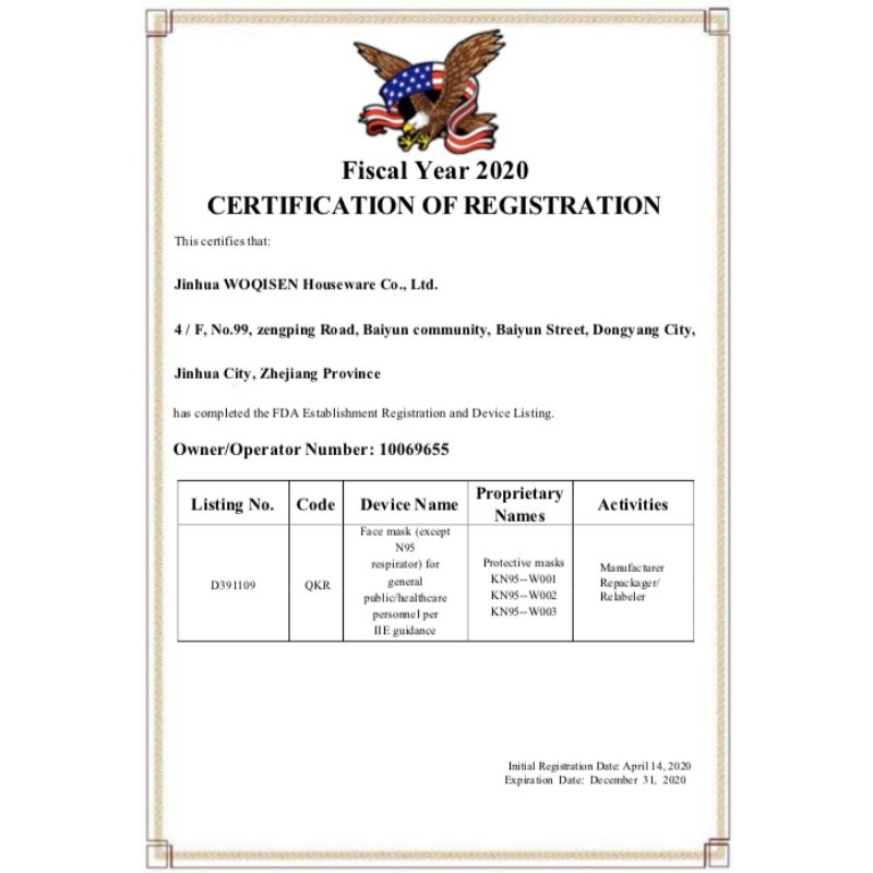 200 Pz, Cubrebocas, Mascarilla, Tapabocas N95, KN95 con Certificación FDA USA, CE ECM. 