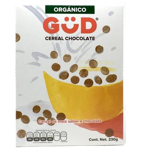 Cereal Orgánico De Maíz Sabor Chocolate Gud 230g