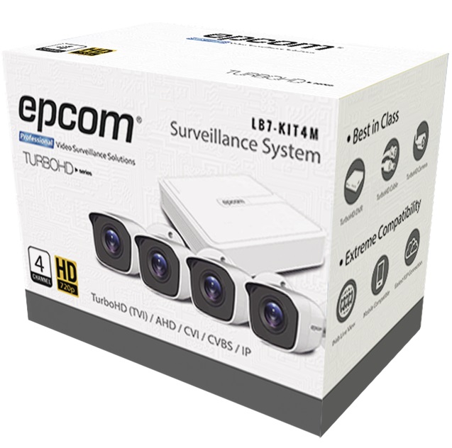 Kit Turbohd 720P Epcom 4 Camaras Sin Disco Duro