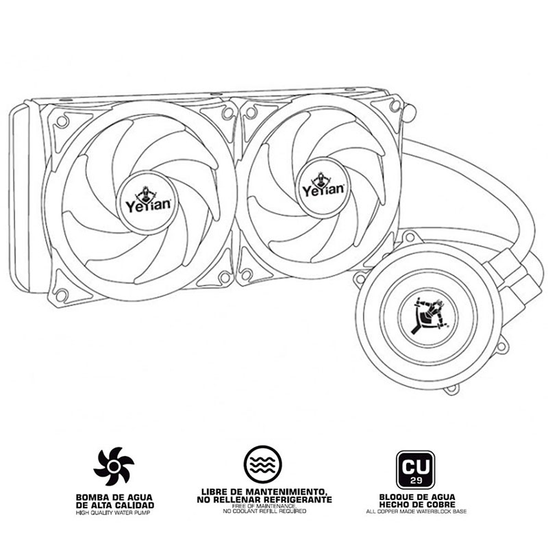 Enfriamiento Liquido PC Gamer Yeyian VATN 2400 Rgb 240mm GPU 
