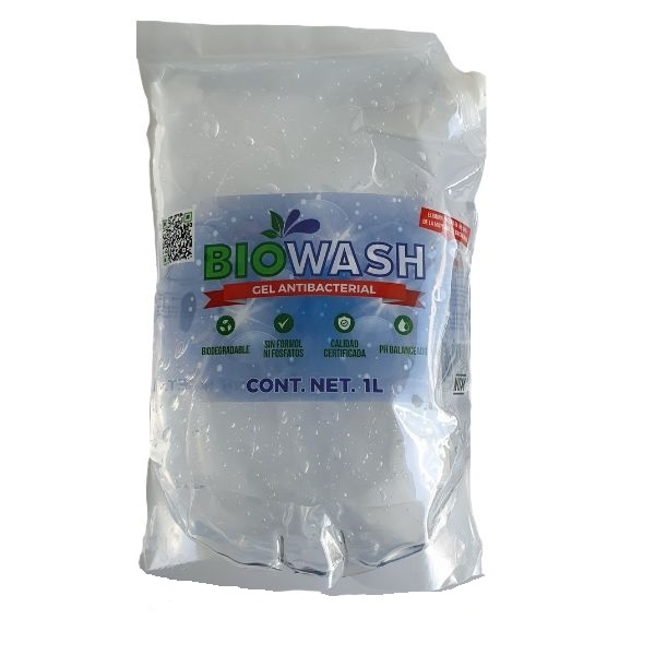 Gel Antibacterial Isopropílico Biodegradable 1 Lt.  Marca  BIOWASH 